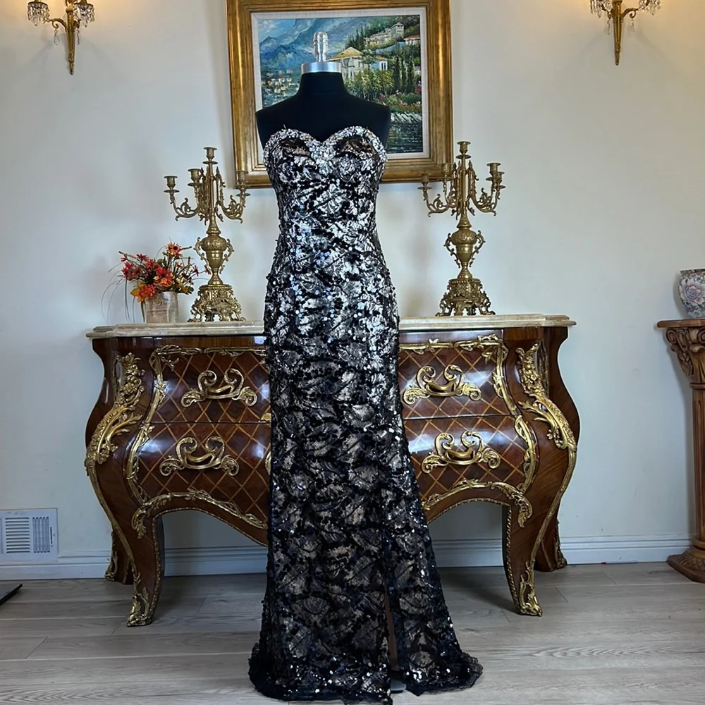 Women,formal all over sequins high slit special Occasion prom dress - Picture 1 of 7